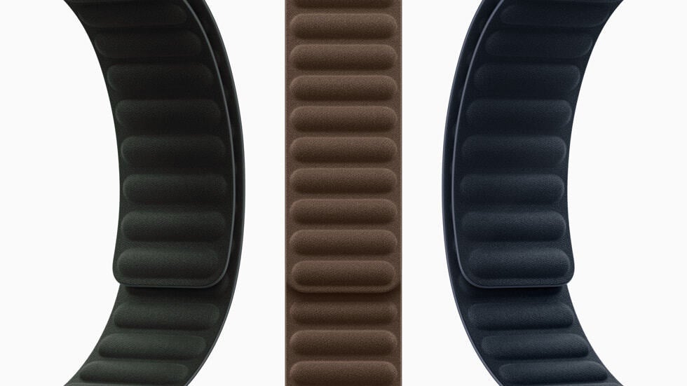 Apple's new FineWoven bands. The picture shows the FineWoven band with the Magnetic Link - Apple Watch Series 9 release date, price, specs, and must-know features
