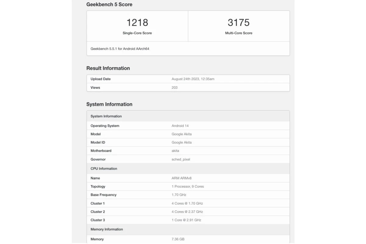 Alleged Pixel 8a GeekBench scores - Google Pixel 8a release date predictions and its pricing, features, and specs