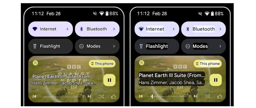 Text with enhanced contrast before and after Android 16&#039;s new outline text accessibility feature | Image by Android Developers - Android 16 release date, supported devices and must-know features