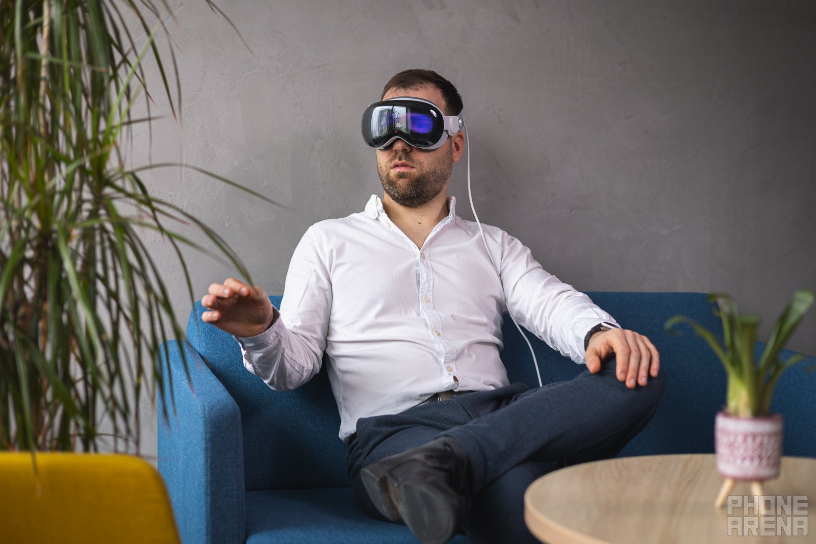Our own Rad, testing the Vision Pro. | Image credit — PhoneArena - Apple Vision Pro release date, price and features