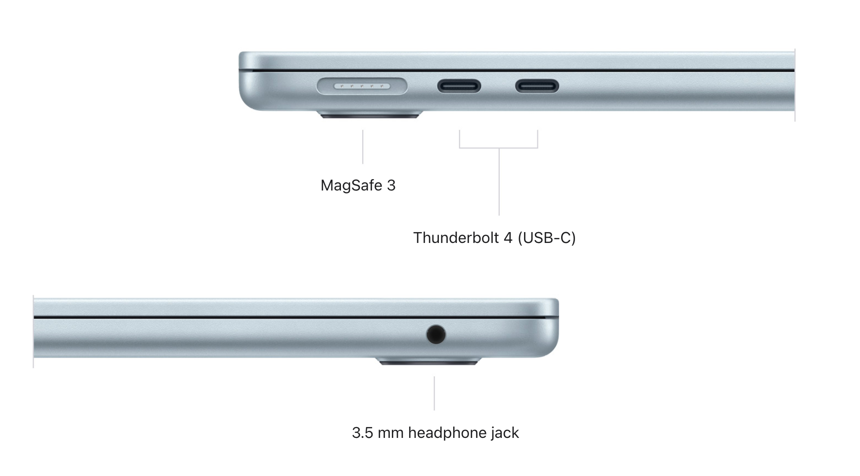 Ports on the M5 MacBook Air. | Image by Apple - Apple MacBook Air M5 release date, price, specs, and must-know features