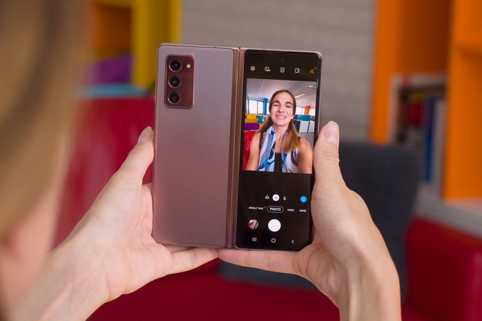 Samsung may cut costs by reducing the number of main cameras on the Galaxy Z Fold Lite. The Z Fold 2 (shown here) had 3, 5 cameras in total.