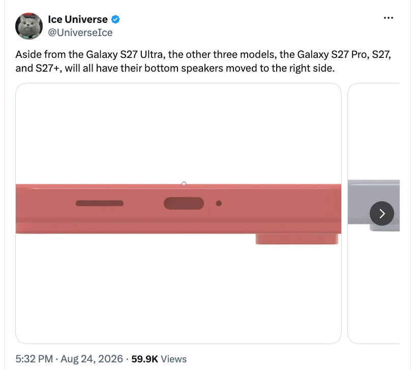 The second Ultra variant may be the rumored Pro variant. | Image by IceUniverse - Samsung Galaxy S27 Ultra release date expectations, price estimates, and upgrades