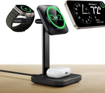 ESR 3-in-1 charging station, Qi2, wireless pad, portable Apple Watch charger