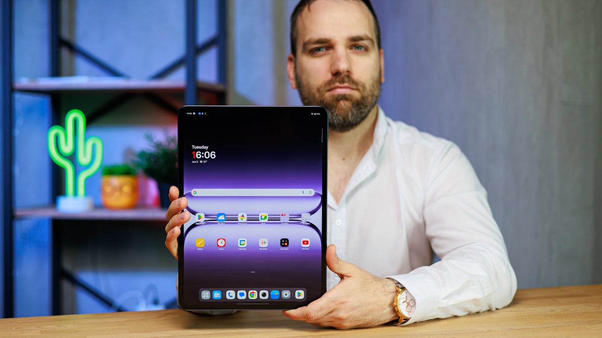Rad Slavov holding the OnePlus Pad 3