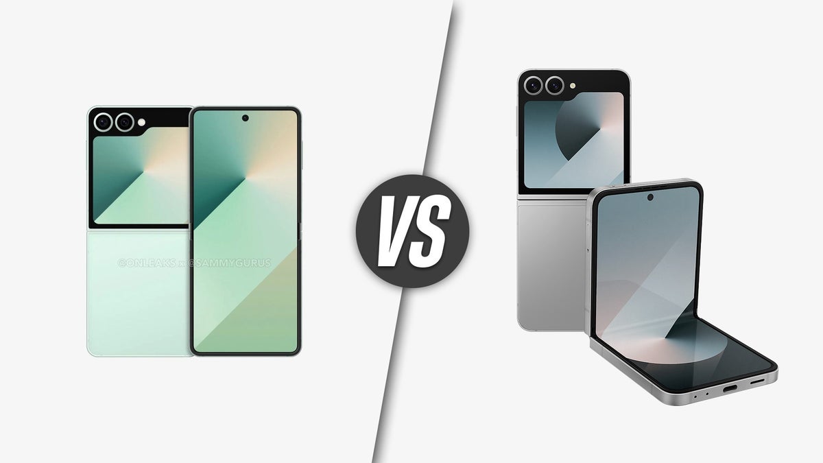 Diagonally split image with one phone on each side and "VS" in the middle.