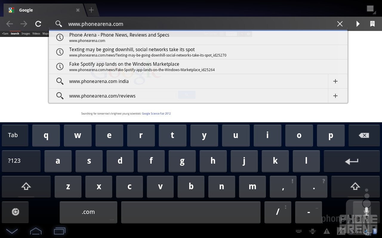 The virtual QWERTY keyboard allows a natural typing experience - Motorola DROID XYBOARD 10.1 Review