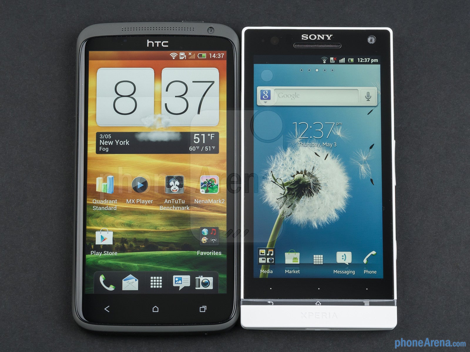 HTC One X (left) and Sony Xperia S (right) - HTC One X vs Sony Xperia S