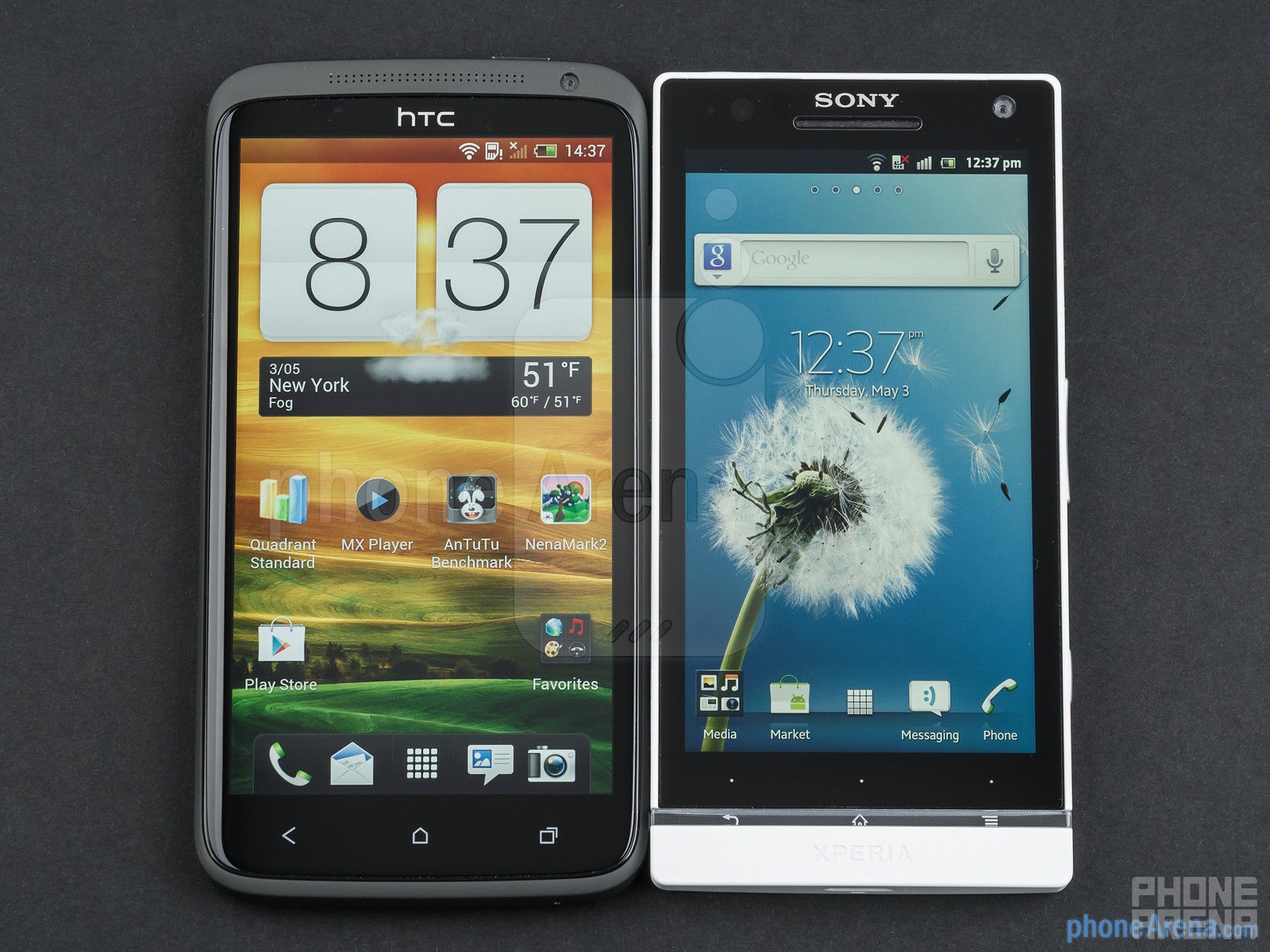 HTC One X (left) and Sony Xperia S (right) - HTC One X vs Sony Xperia S