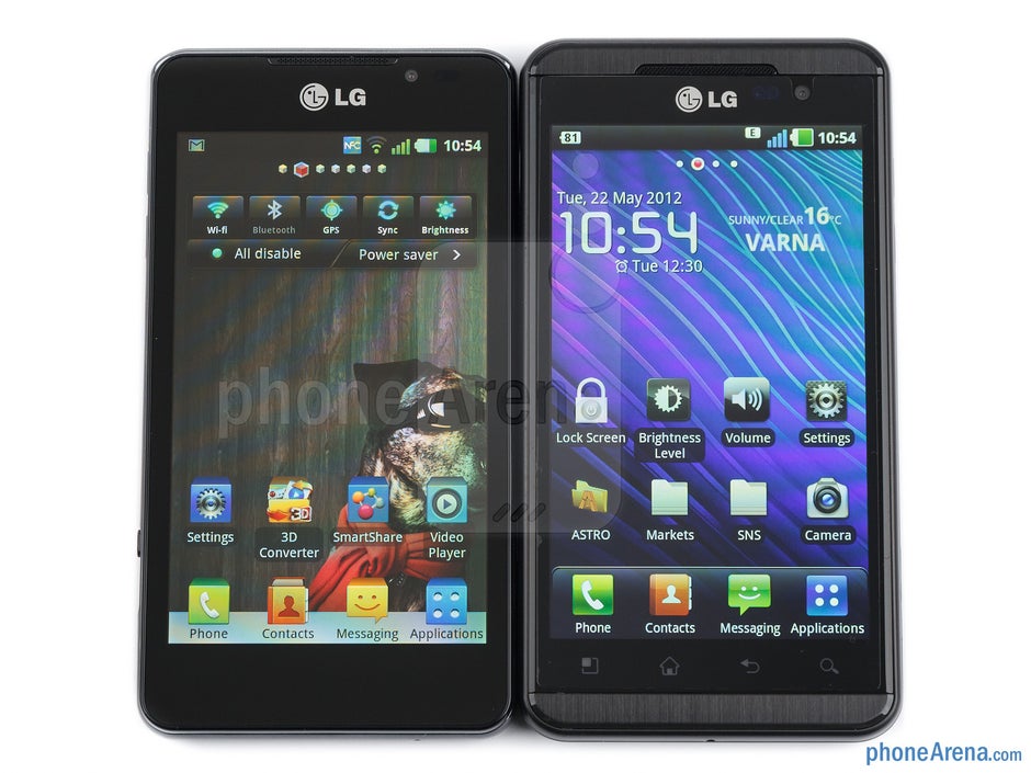 Frontales - El LG Optimus 3D MAX (izquierda) y el LG Optimus 3D (derecha) - Reseña del LG Optimus 3D MAX