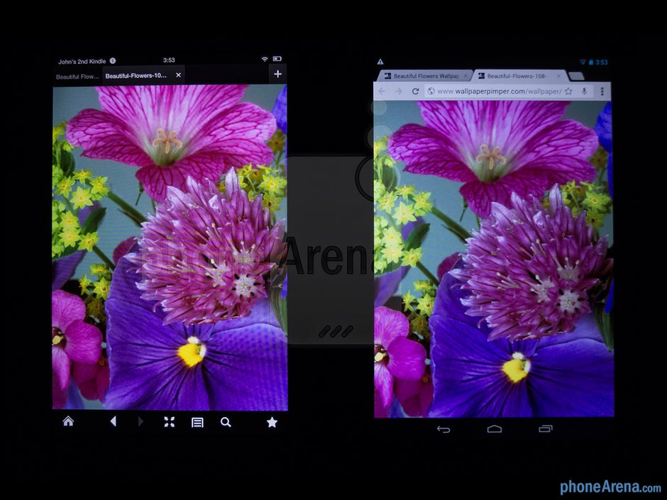 FarbproduktionDer Amazon Kindle Fire HD (links) und das Google Nexus 7 (rechts) - Amazon Kindle Fire HD vs Google Nexus 7