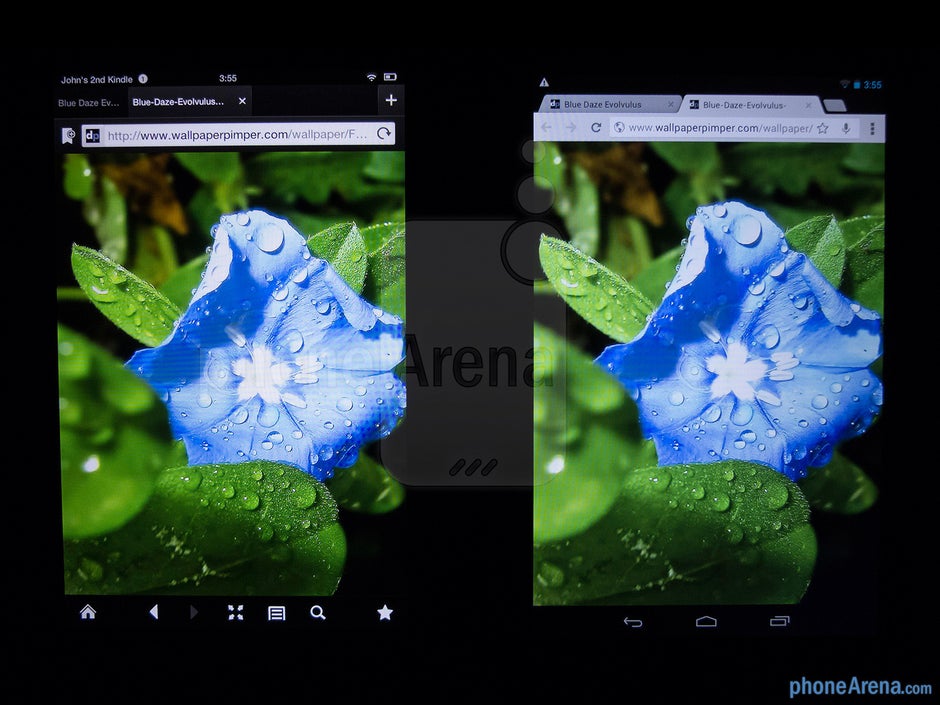 FarbproduktionDer Amazon Kindle Fire HD (links) und das Google Nexus 7 (rechts) - Amazon Kindle Fire HD vs Google Nexus 7