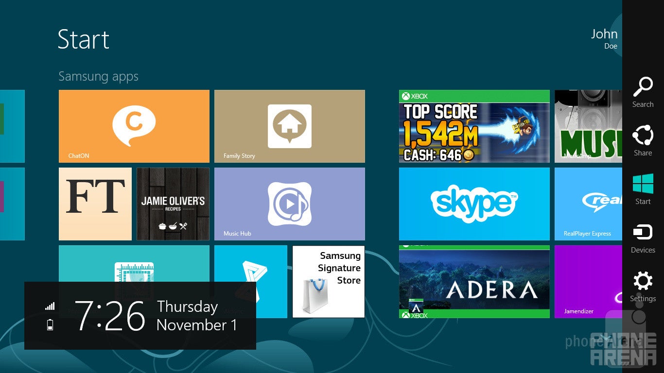 Using gestures - Samsung ATIV Tab Review
