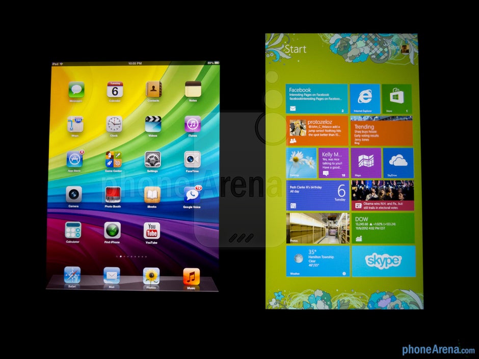 Blickwinkel - FarbproduktionDas Apple iPad 4 (links) und das Microsoft Surface RT (rechts) - Apple iPad 4 vs Microsoft Surface RT