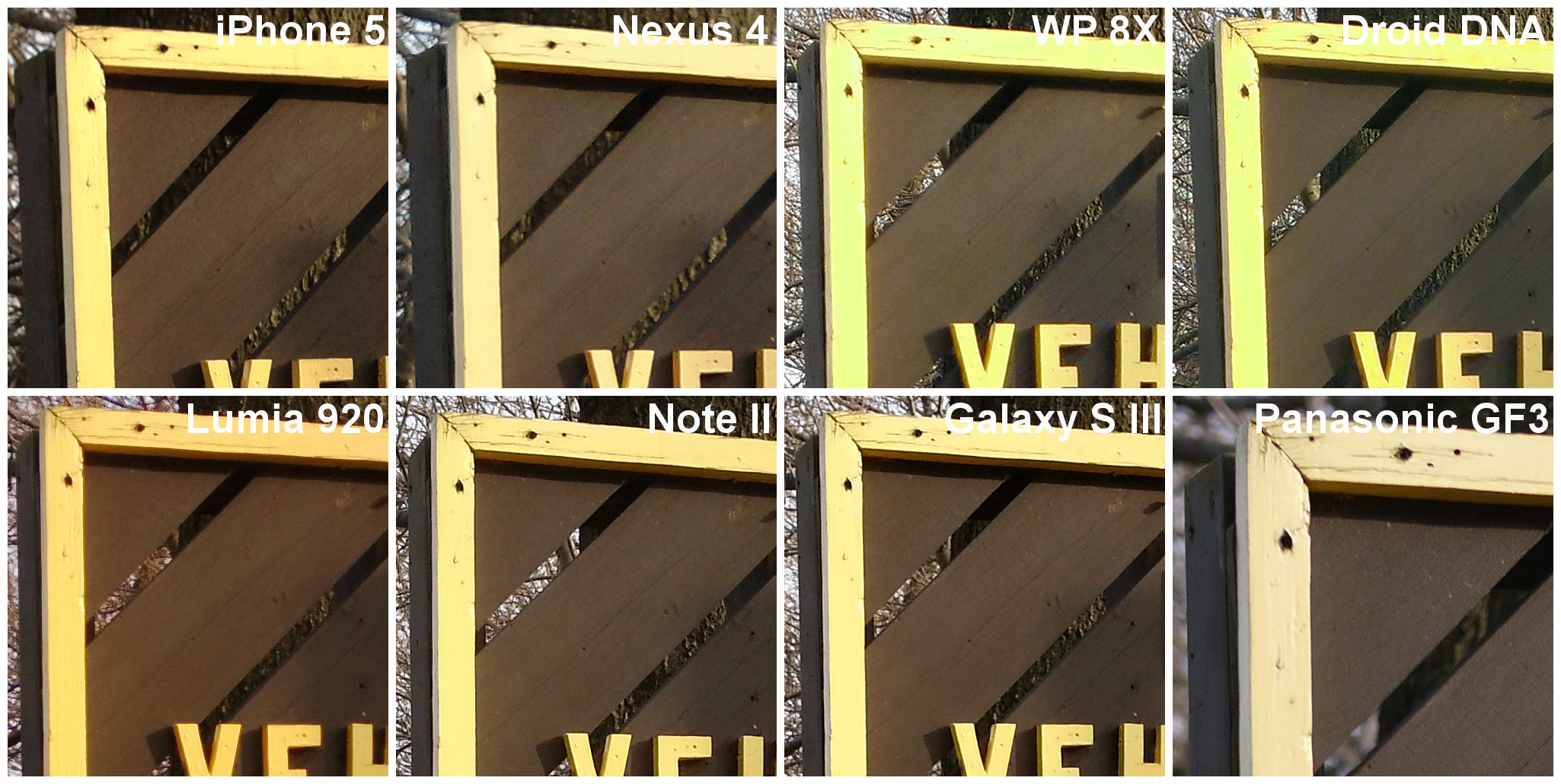 100% image crops - Camera comparison: iPhone 5 vs Nexus 4 vs 8X vs DROID DNA vs Lumia 920 vs Note II vs Galaxy S III