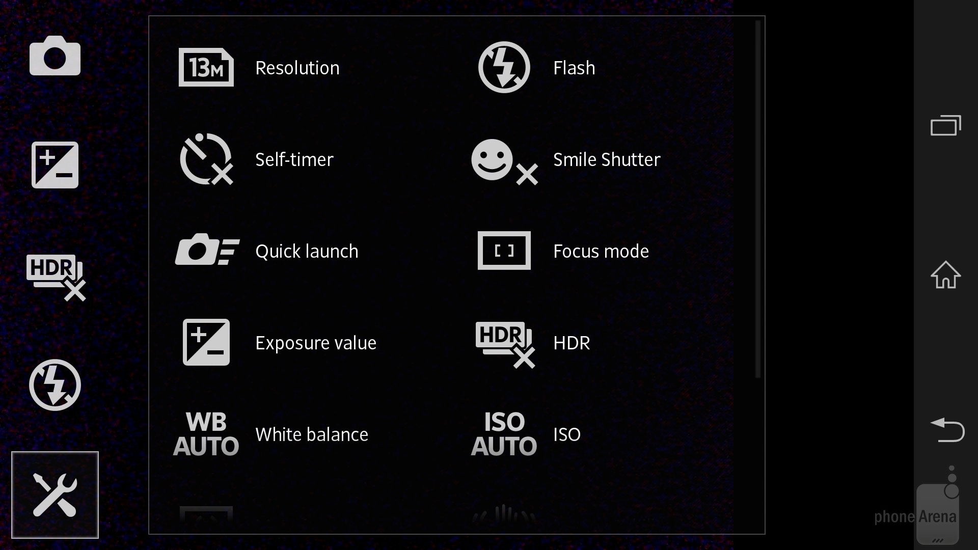 Sony Xperia значки вверху экрана