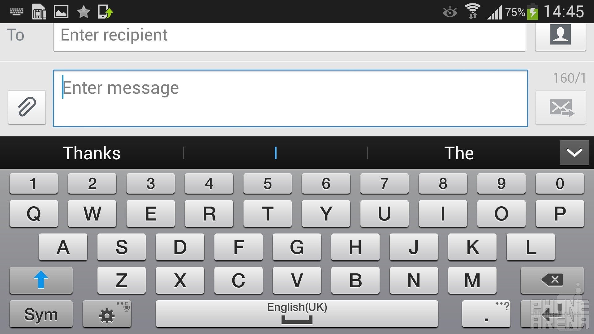 Samsung Galaxy S4's default QWERTY keyboard layout - Samsung Galaxy S4 Review