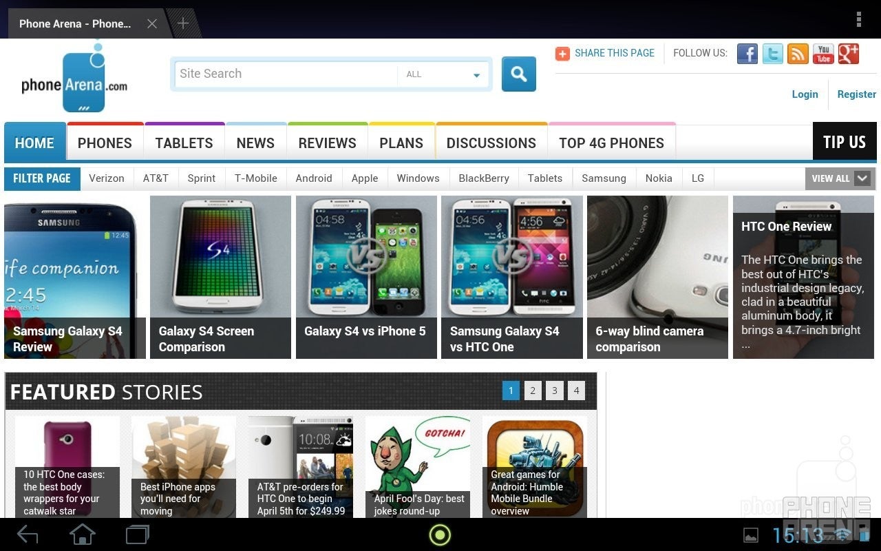 The stock Android browser - Acer Iconia Tab A210 Review