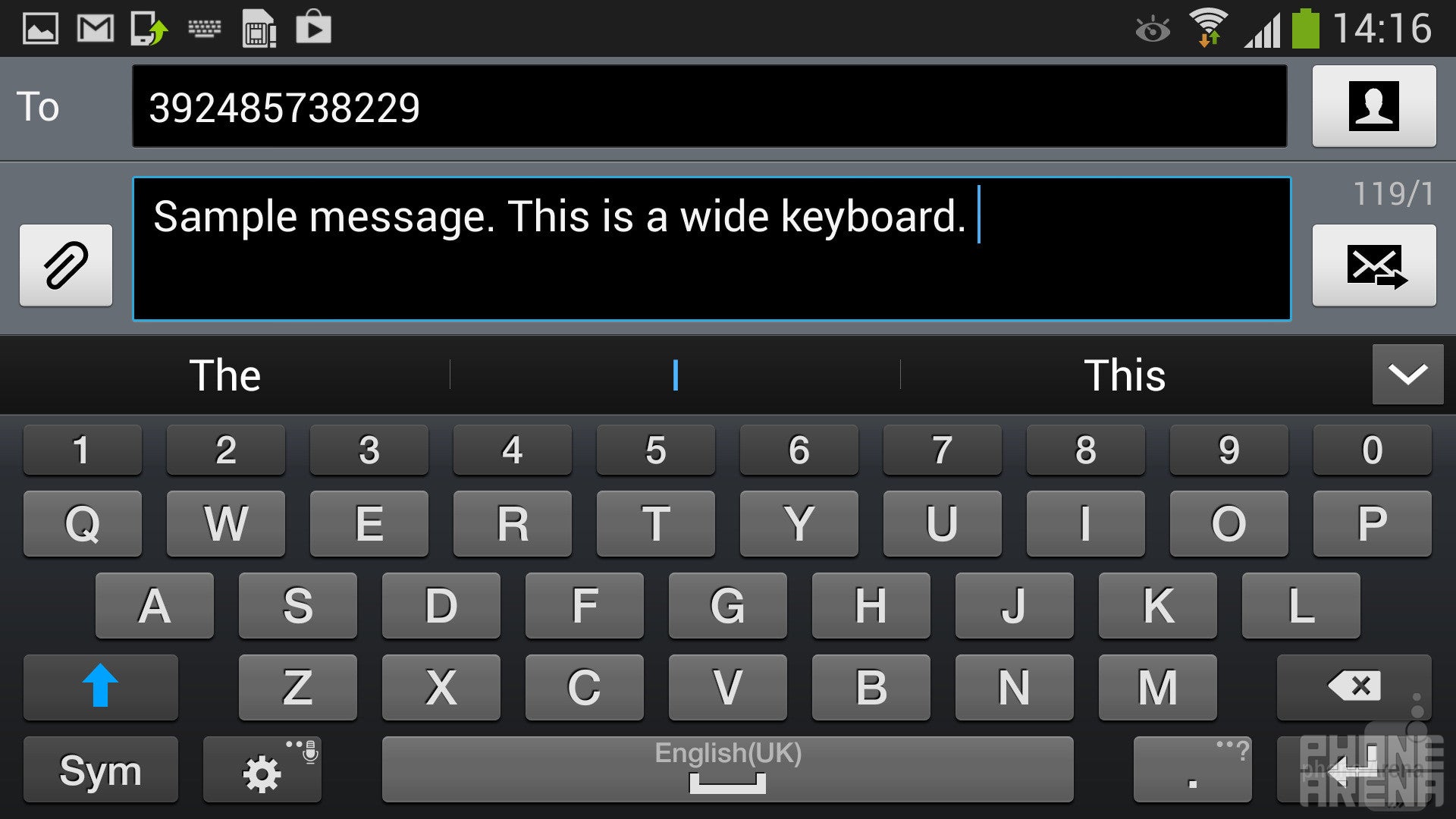 The on-screen keyboard is pretty comfortable - Samsung Galaxy S4 Active Preview