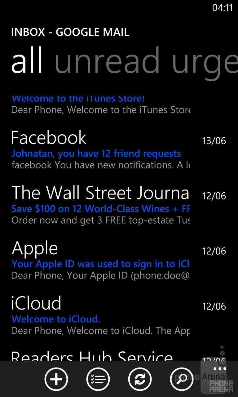 The Hotmail email application - Nokia Lumia 925 Review