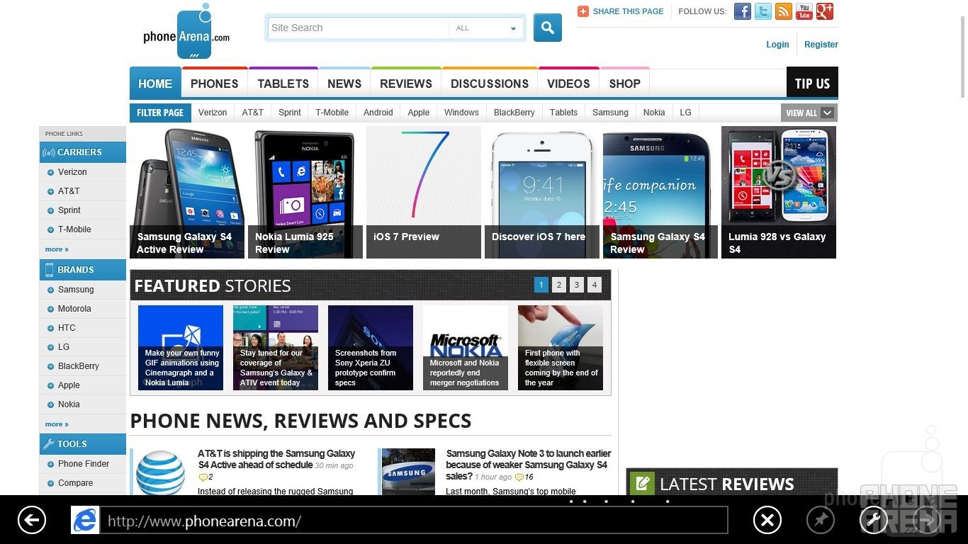Web browsing - Samsung ATIV Tab 3 Preview