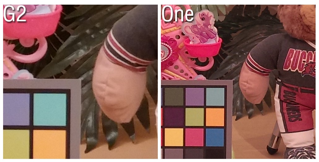 100% crops - color - LG G2 vs HTC One