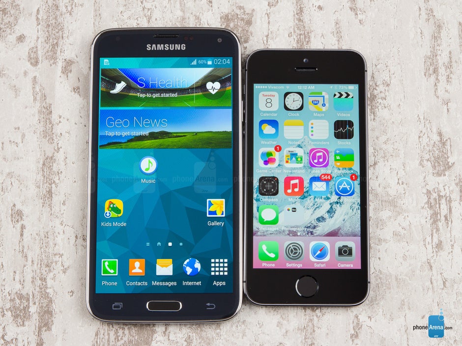bouwen Mondwater Ithaca Samsung Galaxy S5 vs Apple iPhone 5S - PhoneArena