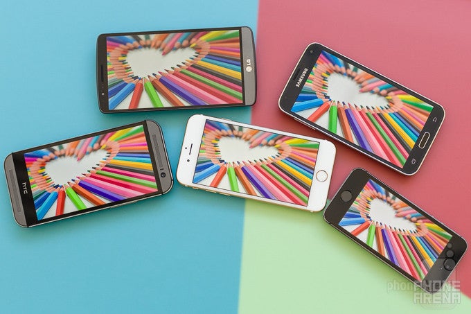 Screen comparison: iPhone 6 vs Galaxy S5 vs G3 vs One (M8) vs iPhone 5s