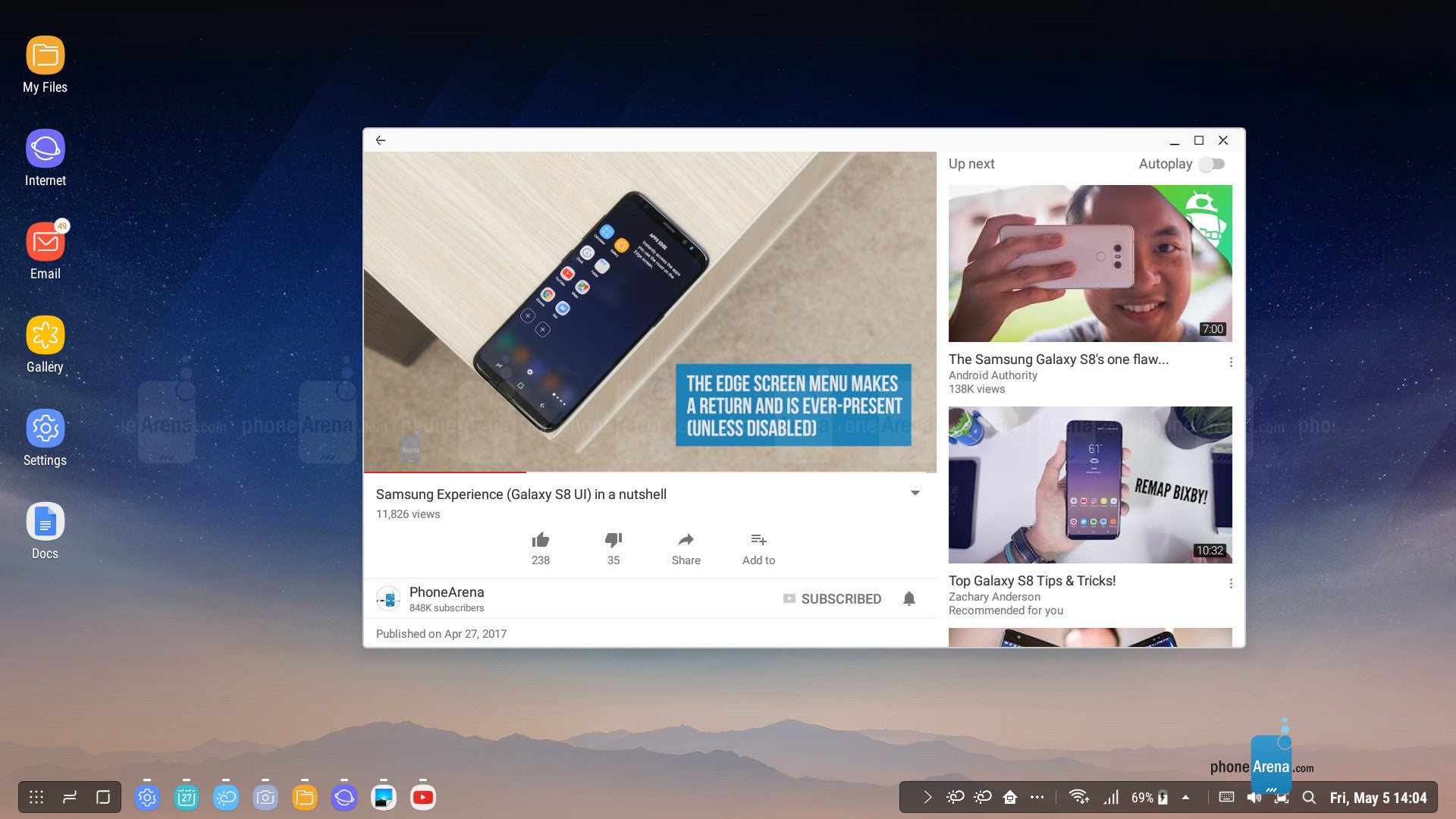YouTube plays nice with the DeX mode - Samsung DeX review: the S8 won't replace your desktop PC