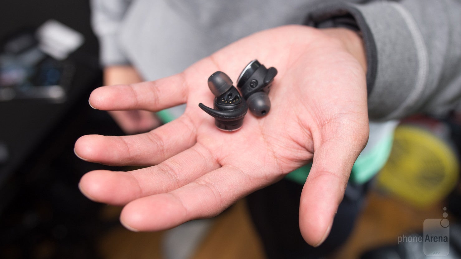 There's a springy button on the outer edge of each earbud - Jaybird Run wireless headphones Review