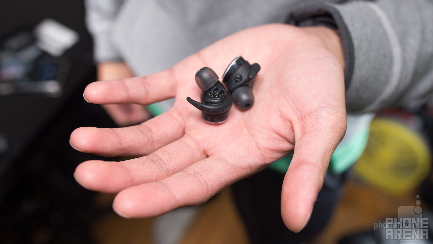 There's a springy button on the outer edge of each earbud - Jaybird Run wireless headphones Review