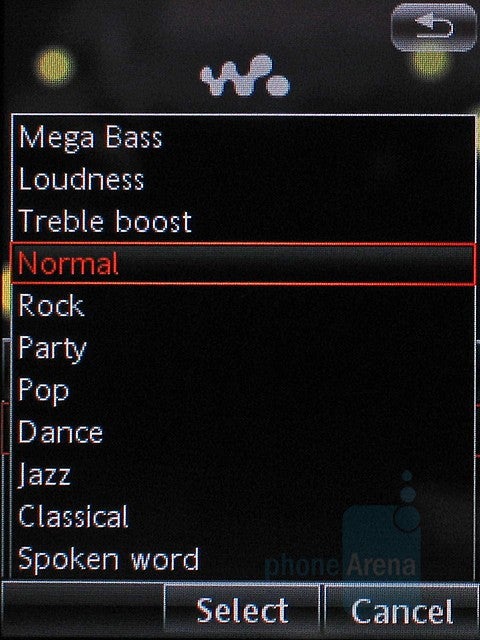 Equalizer list - Sony Ericsson W960 Preview