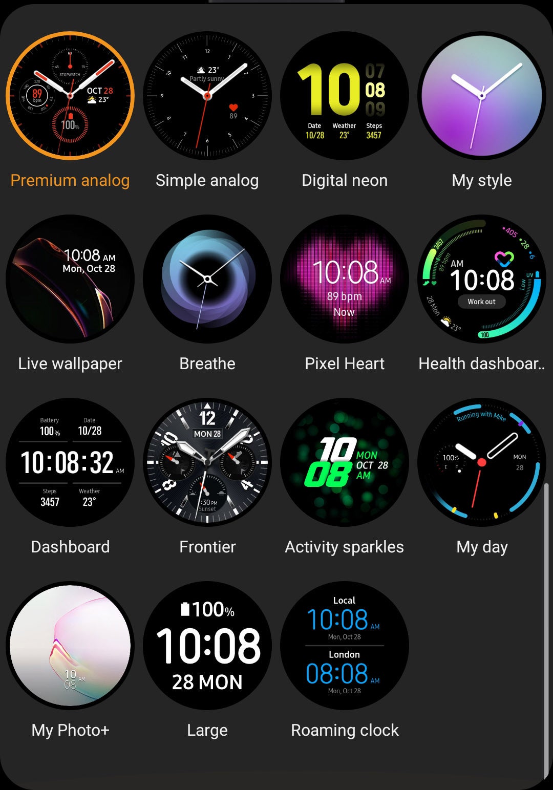 Galaxy watch active on sale 2 watch faces