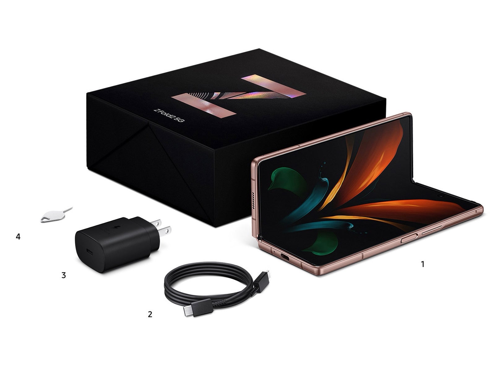 Barren Z Fold 2 box is barren in the US, other countries get the AKG USB-C earphones, but you can phone Samsung to send you a pair - Samsung Galaxy Z Fold 2 5G review: the cool Communicator