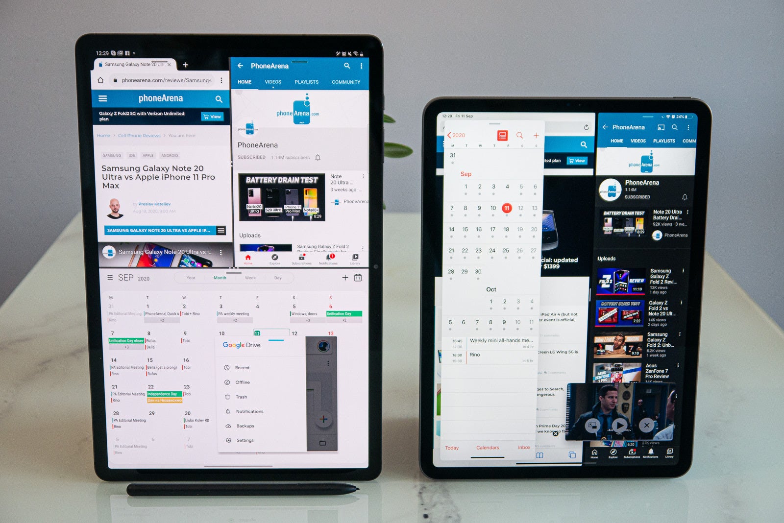 Galaxy Tab S7+ (left) next to the iPad Pro (right) - Samsung Galaxy Tab S7+ vs Apple iPad Pro: the best tablets