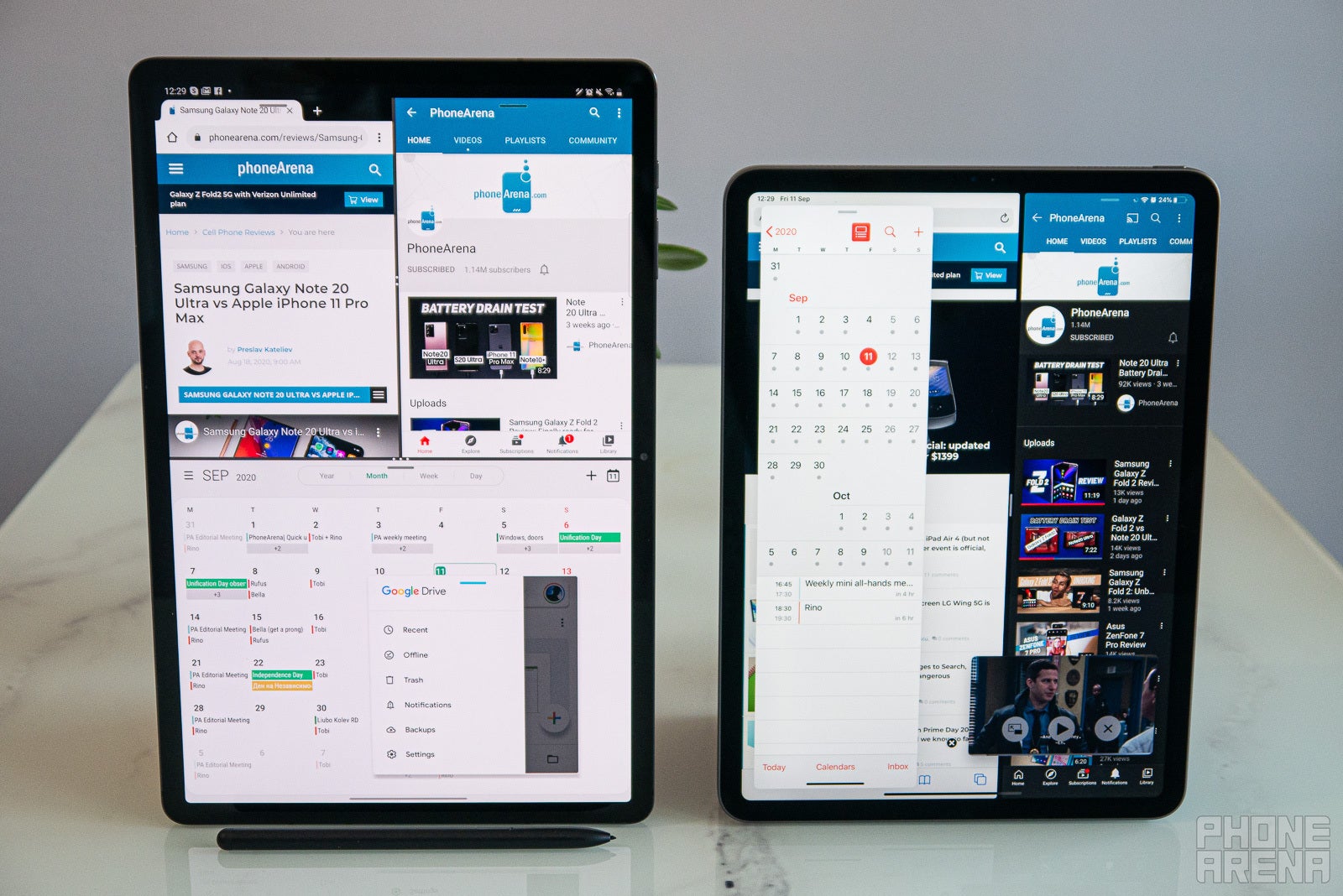 Galaxy Tab S7+ (left) next to the iPad Pro (right) - Samsung Galaxy Tab S7+ vs Apple iPad Pro (2020): the best tablets