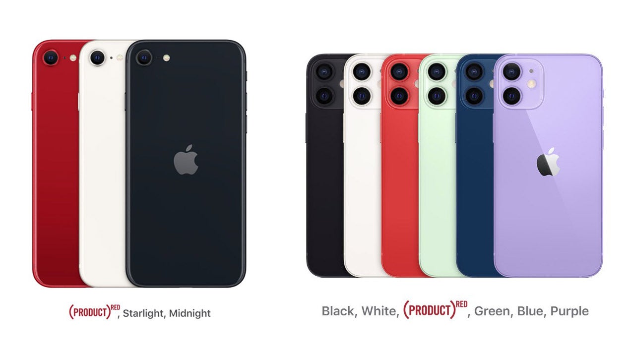 Apple iPhone SE vs iPhone 12 mini colors - Apple iPhone SE (2022) vs iPhone 12 mini