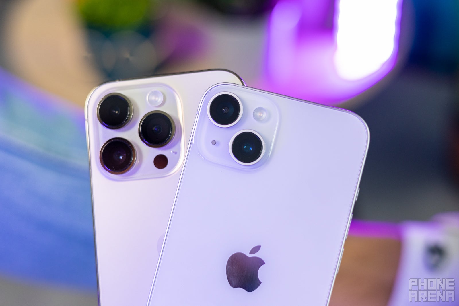 close up of the iPhone 14 and iPhone 14 Pro cameras