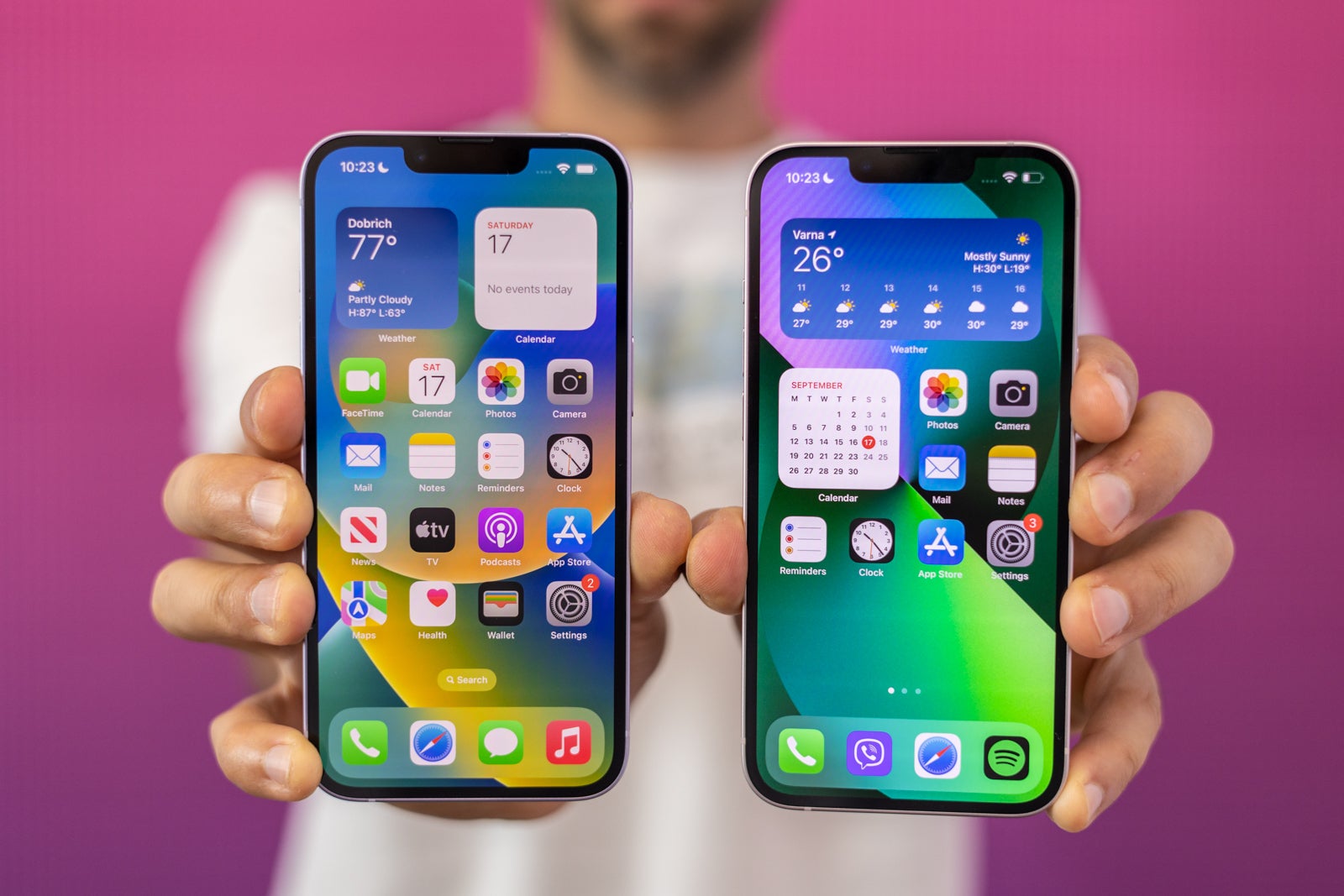 (Image Credit - PhoneArena) iPhone 14 versus iPhone 13-ontwerp - iPhone 14 versus iPhone 13: belangrijkste verschillen