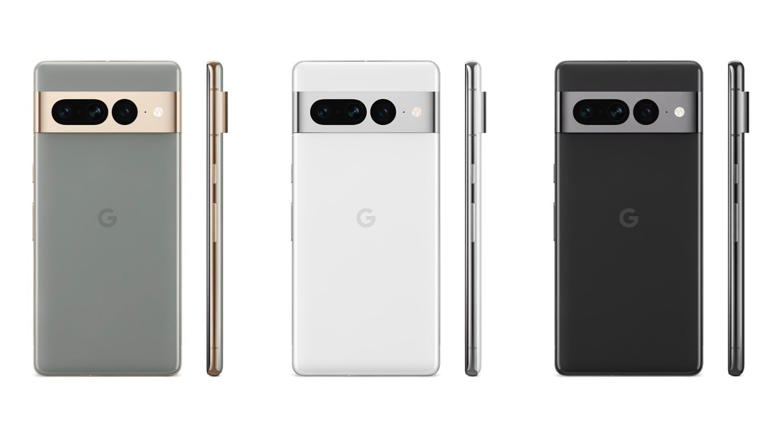 Pixel 7 Pro in Hazel (left), Snow (center), and Obsidian (right) - Google Pixel 7 Pro Review: best features