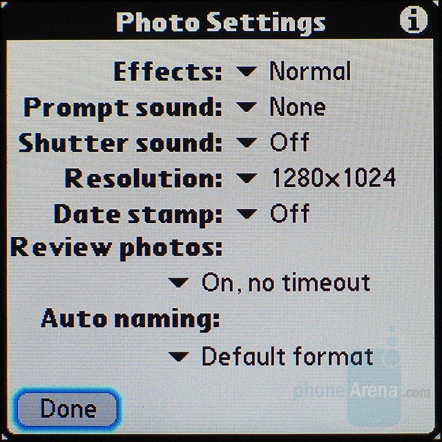 Camera Options - Palm Centro Review