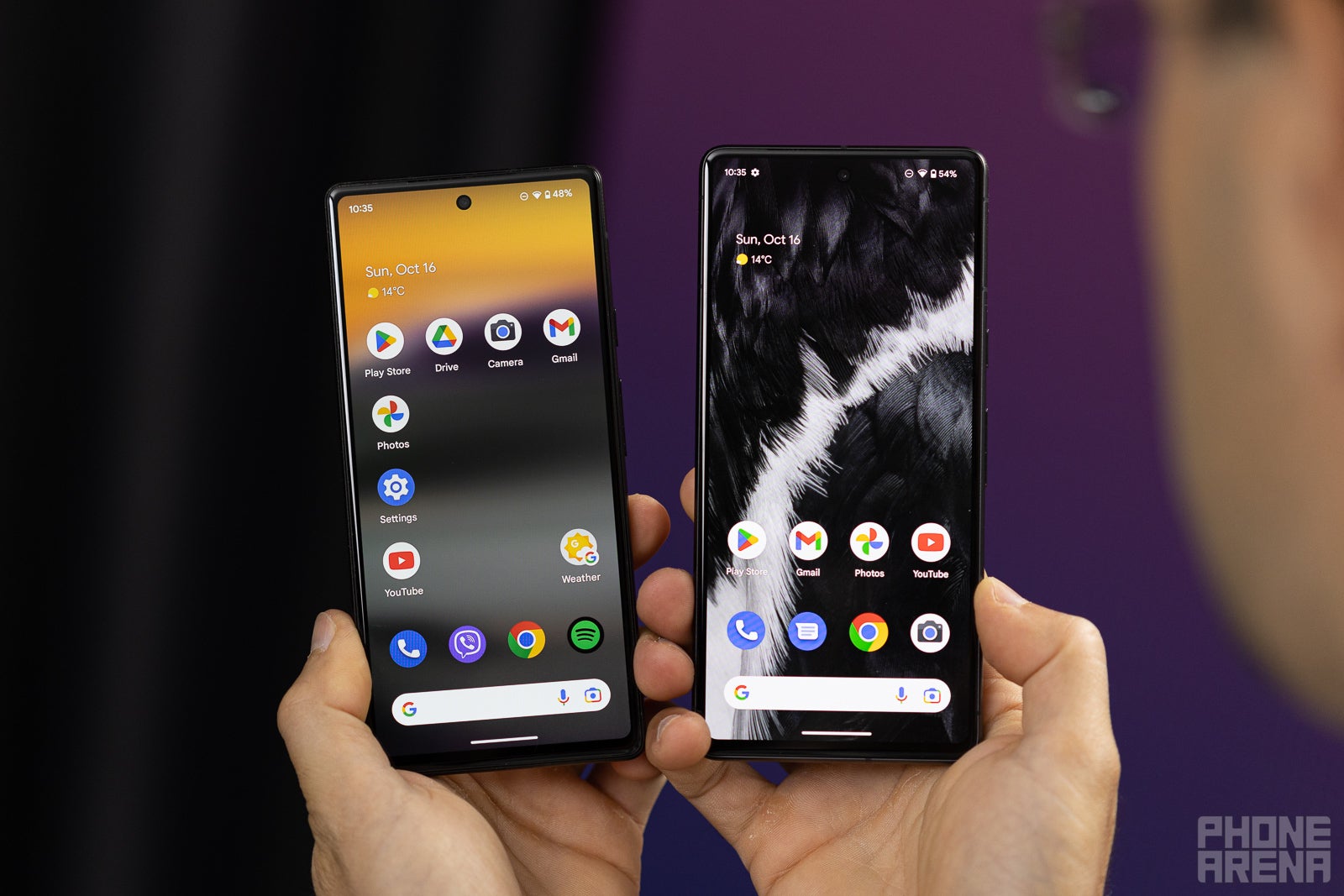 (Image Credit - PhoneArena) Pixel 6a is on the left, Pixel 7 - on the right - Google Pixel 6a vs Pixel 7: main differences