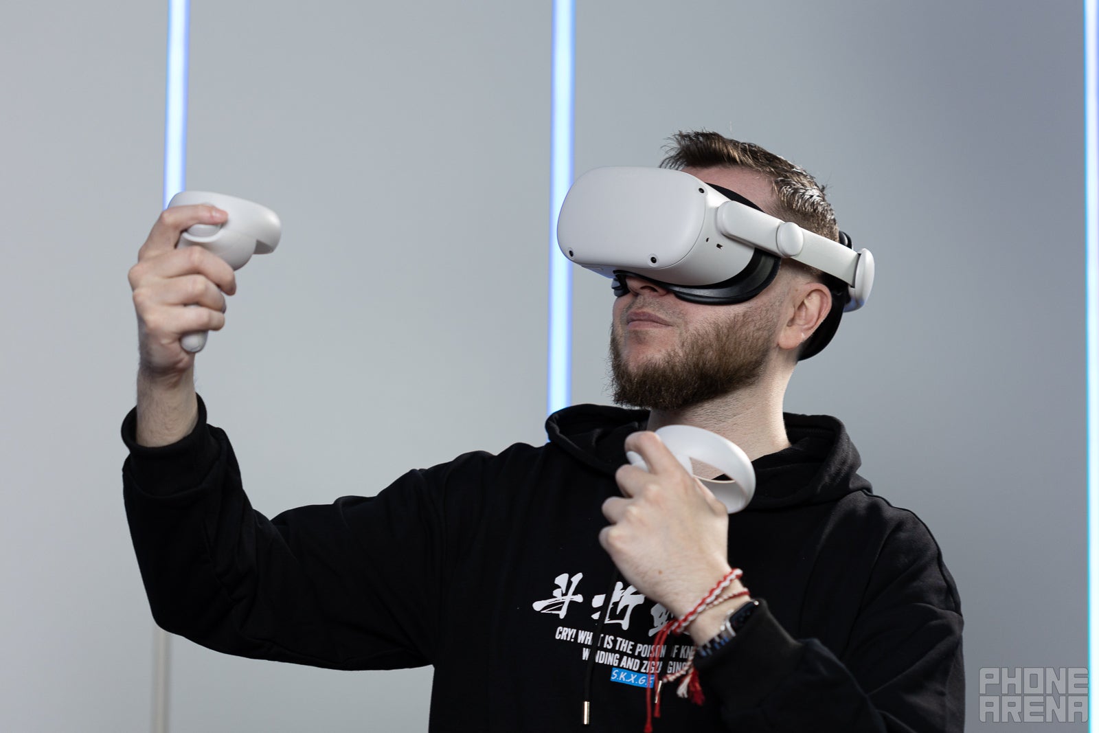 (Image Credit - PhoneArena) Meta Quest 2 in use - Meta Quest 2 vs Oculus Rift S: Which one should you buy? The standalone VR headset or the PCVR-only