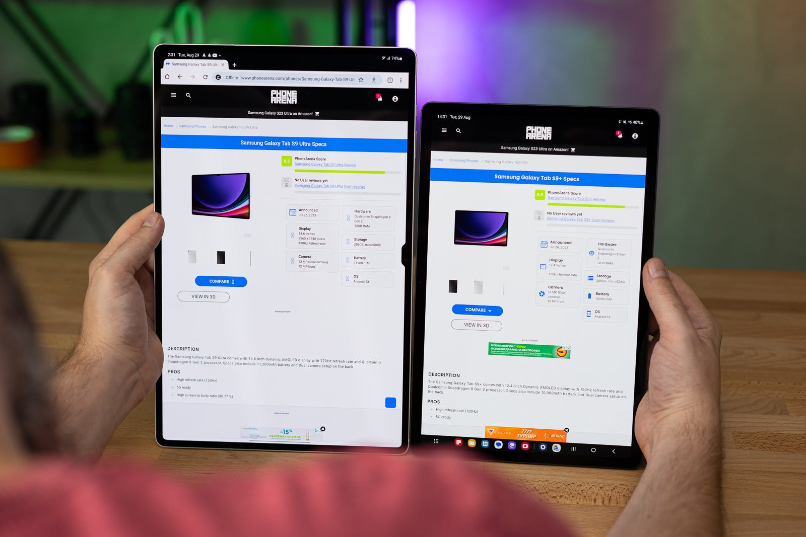 Samsung Galaxy Tab S9 Ultra vs Galaxy Tab S9+ : un plus en plus d'un plus