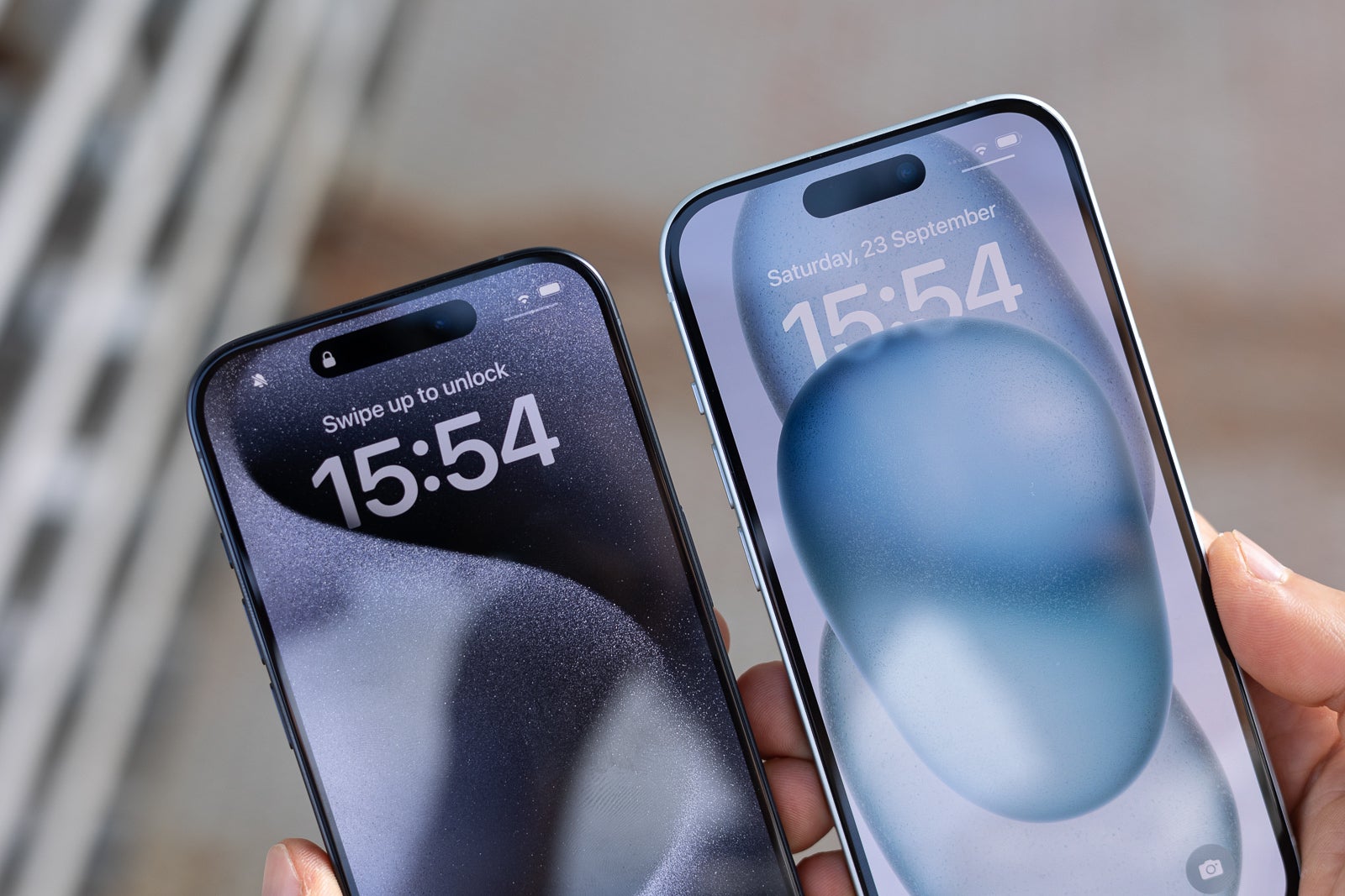 (Image Credit - PhoneArena) The Pro model has slimmer bezels - iPhone 15 Pro vs iPhone 15: which one should you go for?