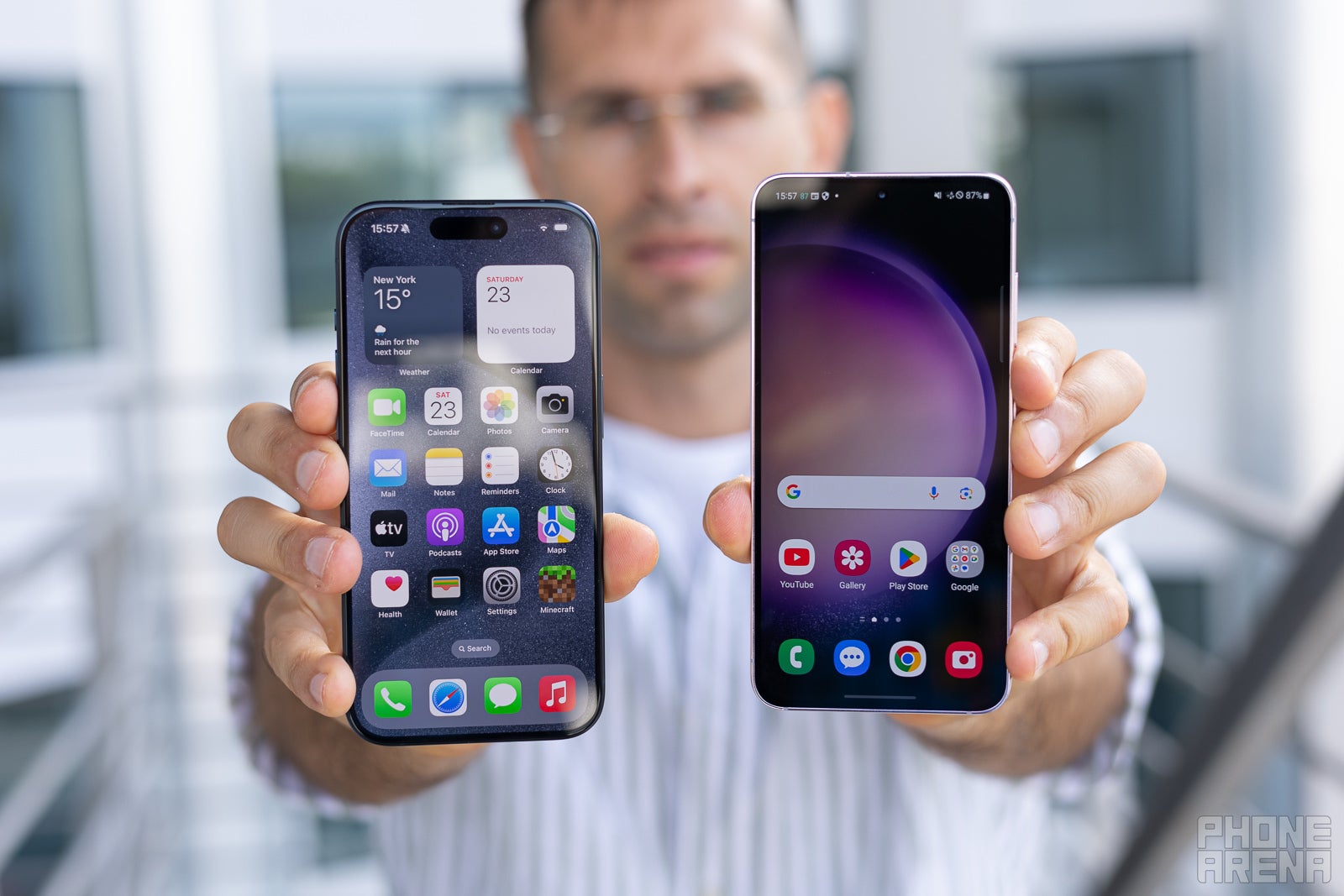 (Image Credit - PhoneArena) - iPhone 15 Pro vs Samsung Galaxy S23: who wins the forever rivalry?