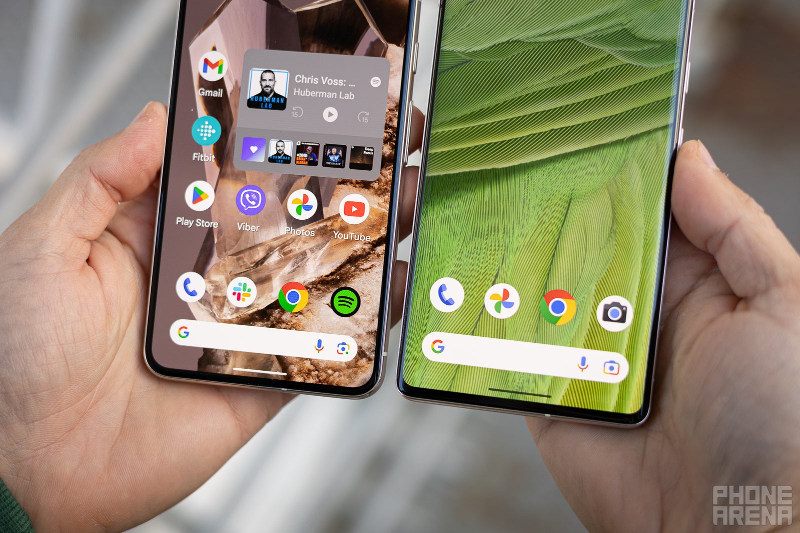 Pixel 8 Pro on the left, Pixel 7 Pro with a curved screen on the right (Image Credit - PhoneArena) - Google Pixel 8 Pro Review: More AI tricks and gradual improvements all around