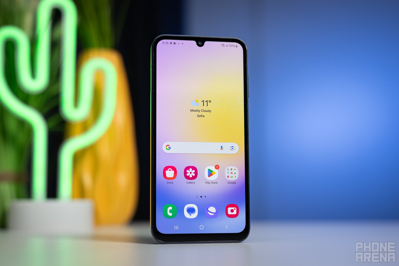 Beautiful screen, surrounded by a not so beautiful bezel (Image by PhoneArena) - Samsung Galaxy A25 5G Review: Mr. Average