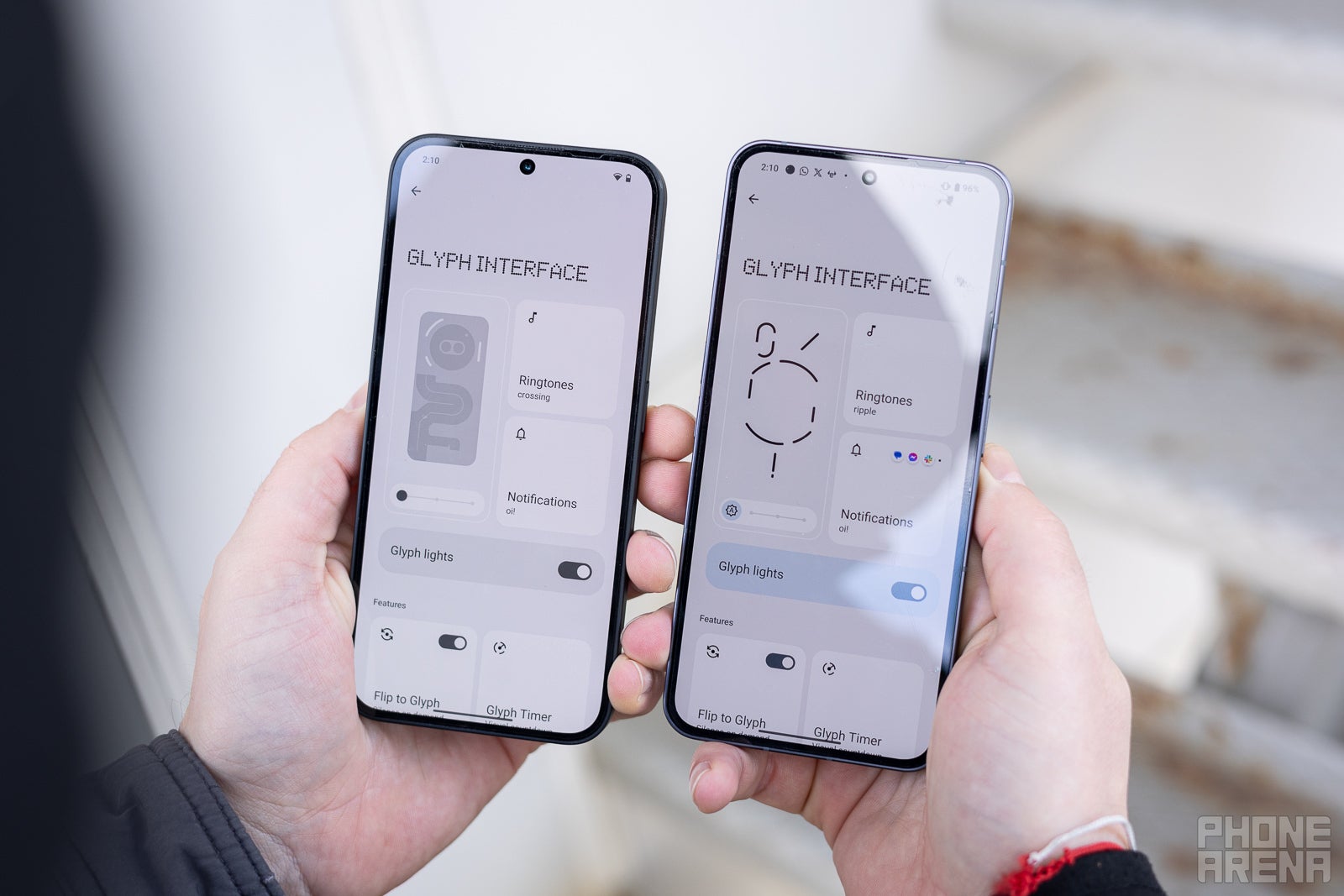 The Nothing interface fits the style of the Phones perfectly&amp;nbsp;(Image credit - PhoneArena) - Nothing Phone (2a) vs Nothing Phone (2): the who&#039;s who of the budget world
