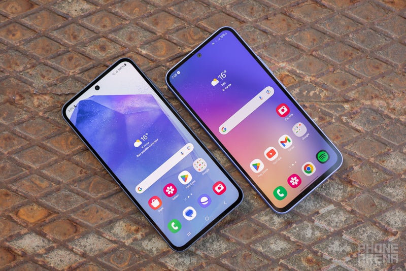 Galaxy A55 5G vs Galaxy A54 5G design comparison. (Images by PhoneArena)